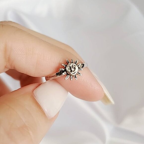 Sterling Silver Sun Ring, Women's Sun Ring, Minimalist Ring for Women - Picture 10 of 10